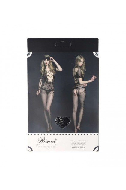 Bodystocking noir 7018 - RIMES - S/M/L - Love Shop Avenue