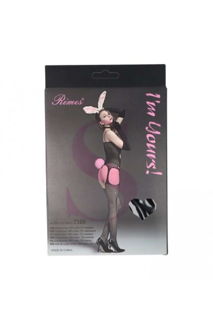 Bodystocking noir 7105 - RIMES - S/M/L - Love Shop Avenue