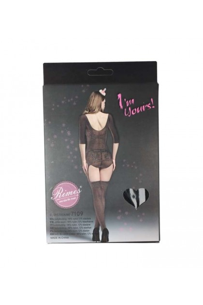 BODYSTOCKING NOIR 7109 - RIMES - S/M/L