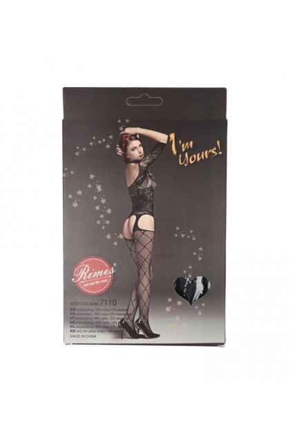 BODYSTOCKING NOIR 7110 - RIMES - S/M/L
