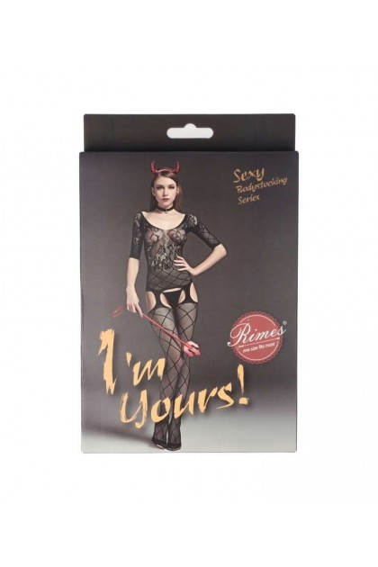 BODYSTOCKING NOIR 7110 - RIMES - S/M/L