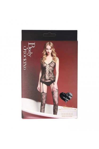 BODYSTOCKING NOIR 7031 - RIMES - S/M/L