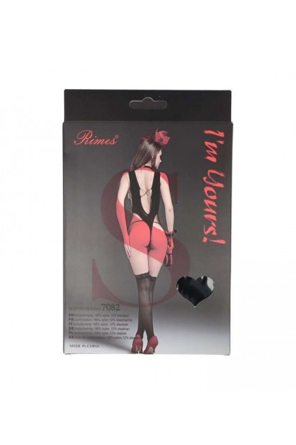 Body noir 7082 - RIMES - S/M/L - Love Shop Avenue
