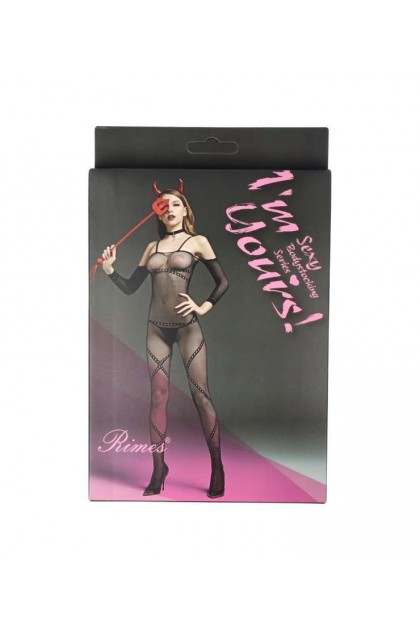BODYSTOCKING NOIR 7089 - RIMES - S/M/L