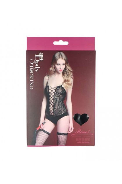 Body noir 7033 - RIMES - S/M/L - Love Shop Avenue