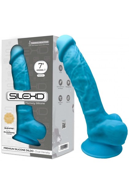 Gode réaliste turquoise double densité n° 1 - 17,5 CM