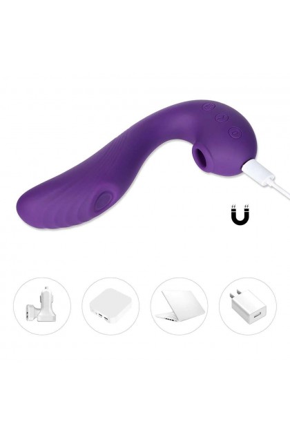 Vibromasseur 3 en 1 point g et suceur de clitoris angel violet