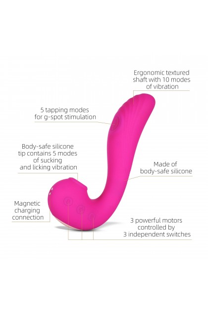 Vibromasseur 3 en 1 point g et suceur de clitoris angel rose
