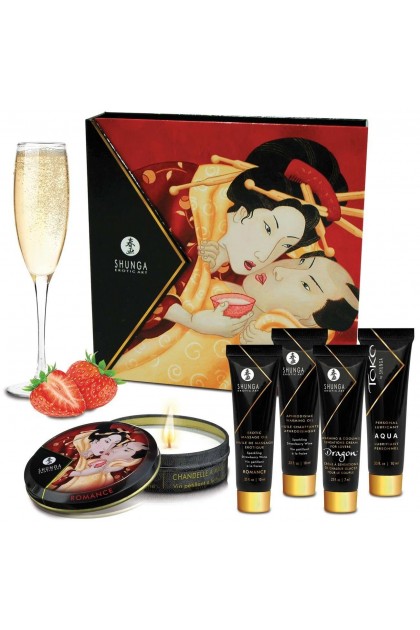 COFFRET SHUNGA MASSAGE SECRETS DE GEISHA - FRAISE