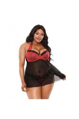 BODY DOS NU SOPHIA NOIR/ROUGE - XL/2XL