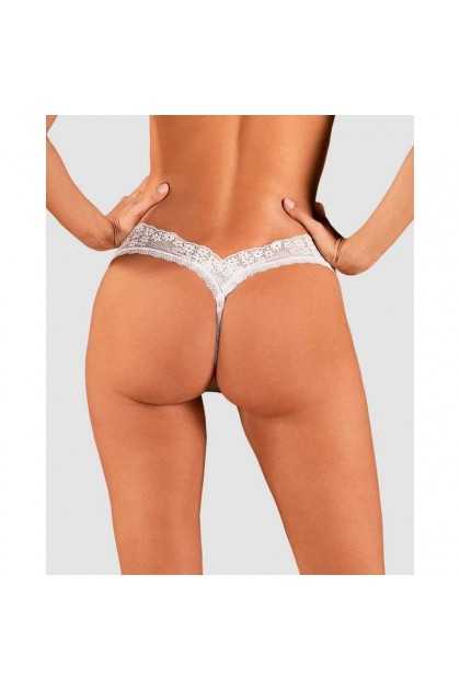 STRING BLANC OUVERT HEAVENLLY CROTCHLESS THONG - OBSESSIVE - M/L