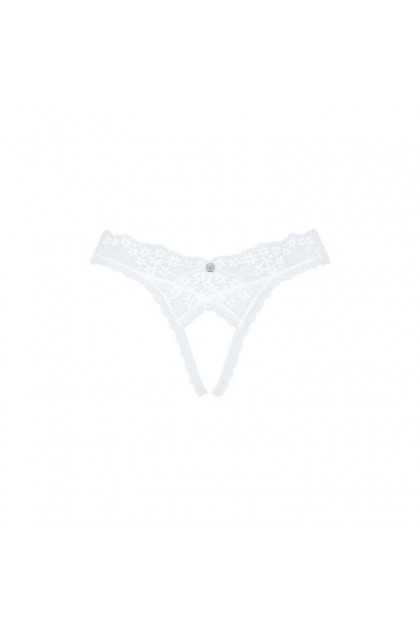 STRING BLANC OUVERT HEAVENLLY CROTCHLESS THONG - OBSESSIVE - XL/XXL