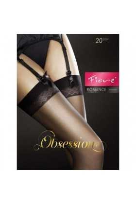 BAS PORTE-JARRETELLES NOIR ROMANCE  20 DEN - FIORE - SENSUAL - T3