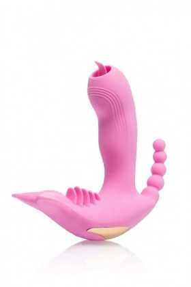 STIMULATEUR VIBRANT TROIS EN UN ROSE THREE IN ONE