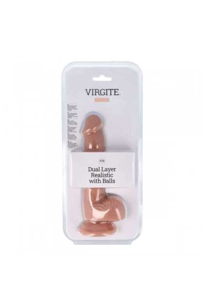 GODE VENTOUSE RÉALISTE AVEC TESTICULES VIRGITE R28 - 20 CM