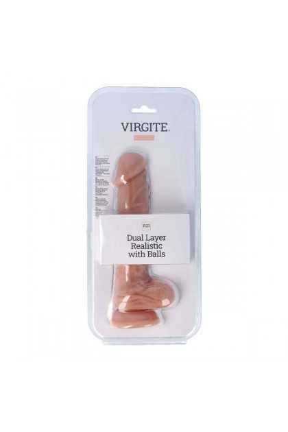 GODE VENTOUSE RÉALISTE AVEC TESTICULES VIRGITE R23 - 20 CM