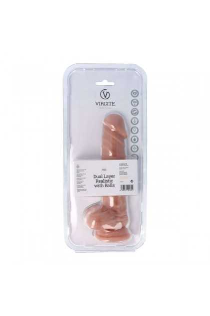 GODE VENTOUSE RÉALISTE AVEC TESTICULES VIRGITE R23 - 20 CM