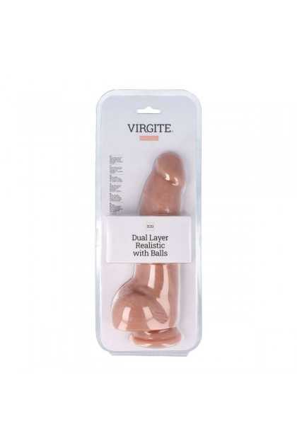 GODE VENTOUSE RÉALISTE AVEC TESTICULES VIRGITE R29 - 23,5 CM