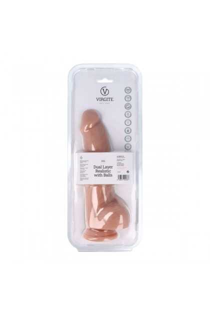GODE VENTOUSE RÉALISTE AVEC TESTICULES VIRGITE R29 - 23,5 CM
