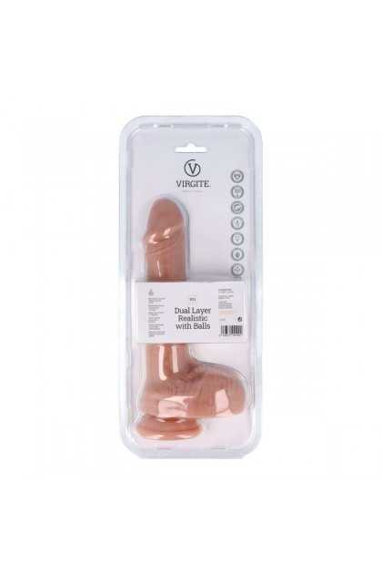 GODE VENTOUSE RÉALISTE AVEC TESTICULES VIRGITE R31 - 22 CM