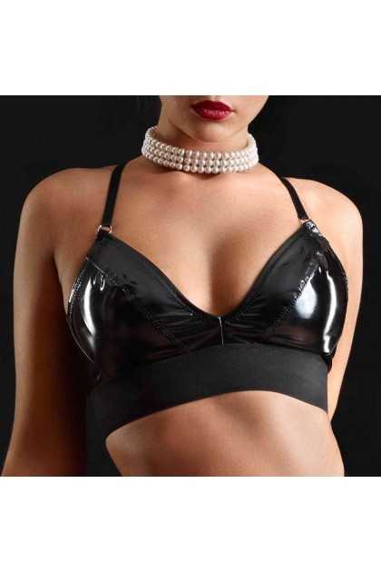 BRASSIÈRE VINYLE NOIR JADE - TAILLE L