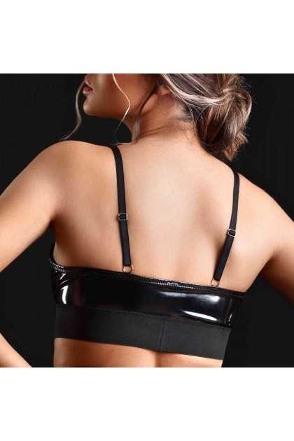 BRASSIÈRE VINYLE NOIR JADE - TAILLE L