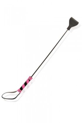 CRAVACHE CUIR ET PVC NOIR/FUCHSIA