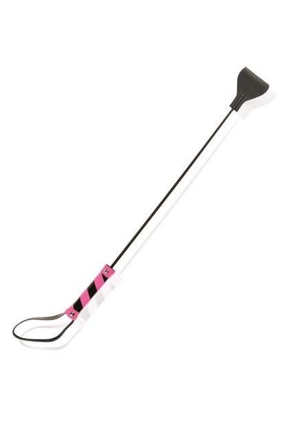 CRAVACHE CUIR ET PVC NOIR/FUCHSIA