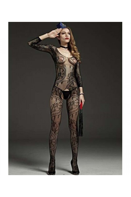 BODYSTOCKING NOIR 606A - RIMES - S/M/L