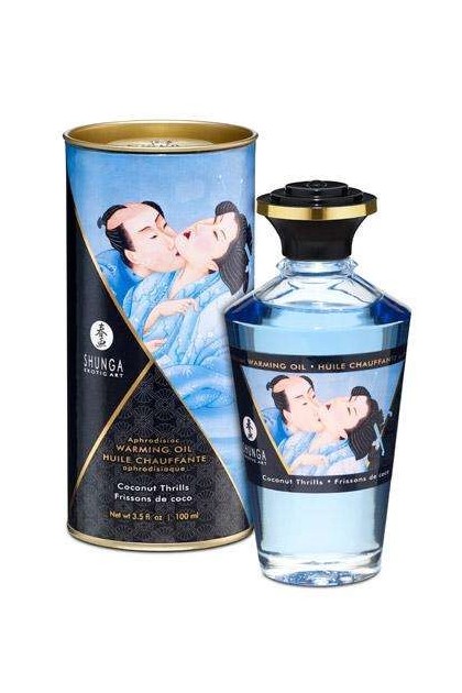 Huile de massage chauffante shunga frissons coco - Love Shop Avenue