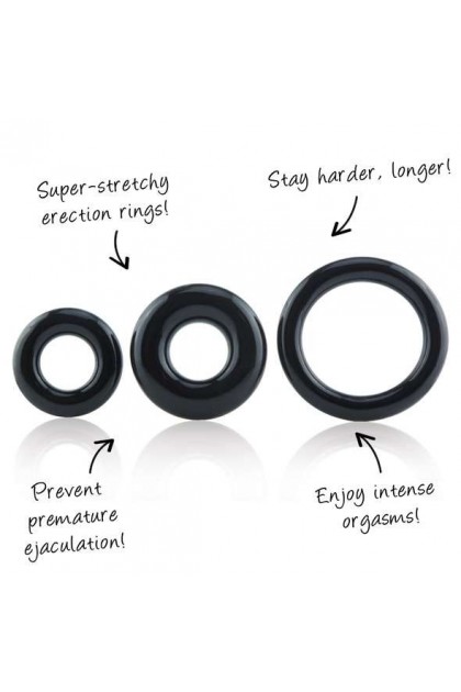 PACK DE 3 COCKRINGS RING O NOIR - SCREAMING O