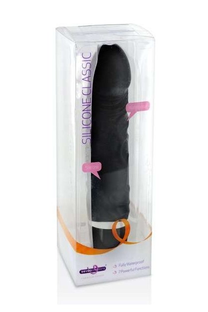 GODE REALISTE VIBRANT SILICONE NOIR 19,7CM