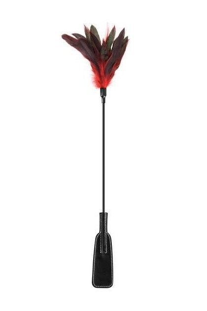 Cravache tapette avec plumes rouges et noires - Love Shop Avenue