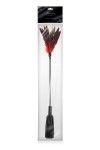 CRAVACHE TAPETTE AVEC PLUMES ROUGES ET NOIRES