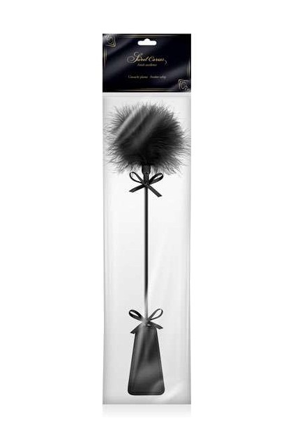 Cravache sweet caress pompons noir - Love Shop Avenue