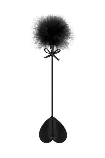 Cravache sweet caress cœur plume noir - Love Shop Avenue