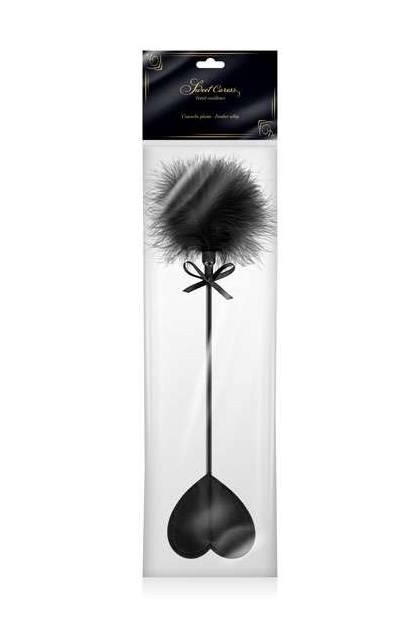 Cravache sweet caress cœur plume noir - Love Shop Avenue
