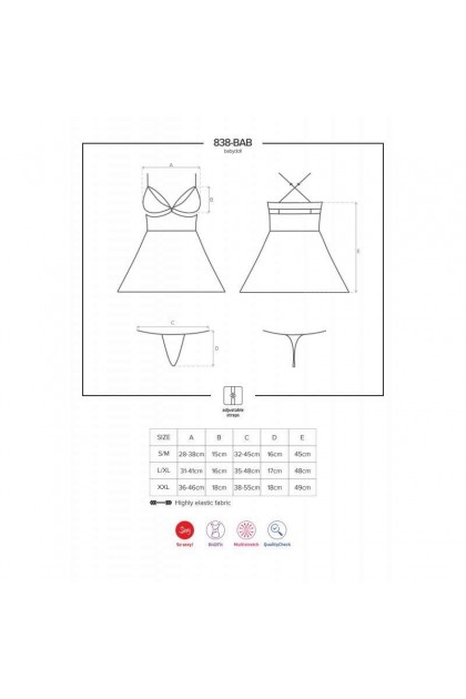 BABYDOLL ROUGE 838-BAB-3 - OBSESSIVE - XXL