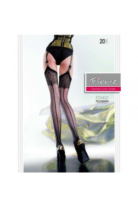 BAS PORTE-JARRETELLE NOIR EDVIGE - FIORE - TAILLE 4