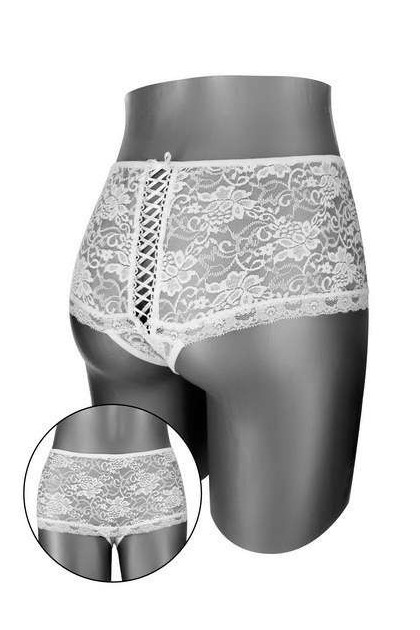 BOXER CYNTHIA OUVERT EN DENTELLE BLANC