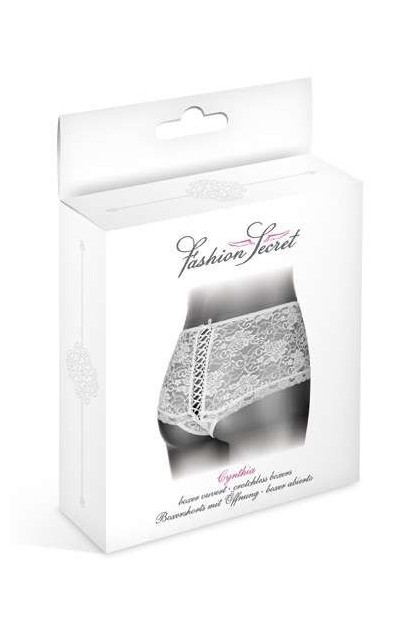 BOXER CYNTHIA OUVERT EN DENTELLE BLANC