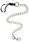 LAISSE FÉTICHISTE 72CM CHAÎNE MÉTAL POIGNÉE CUIR