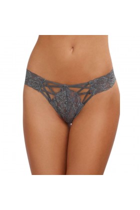 TANGA GRIS DENTELLE SEXY AJOURÉ SUR L'AVANT - L