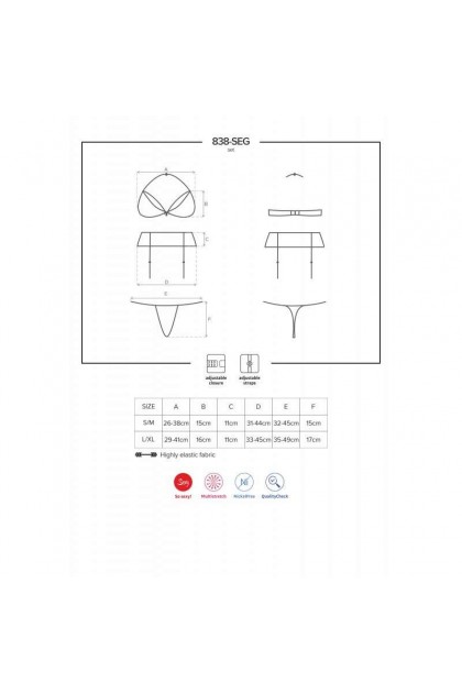 ENSEMBLE LINGERIE ROUGE 838-SEG-3 - OBSESSIVE - L/XL