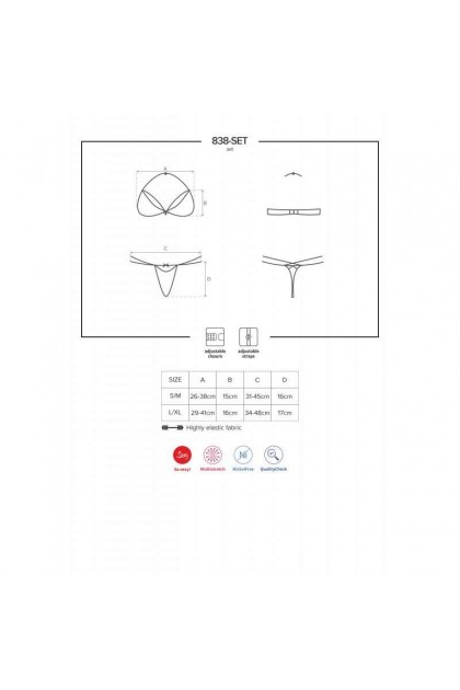 ENSEMBLE DE LINGERIE ROUGE 2 PIÈCES 838-SET-3 - S/M